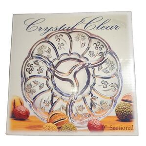 Crystal Clear "Thistle" Japanese Made 9 Inch Sectional Cut Glass‎ Serving Plate